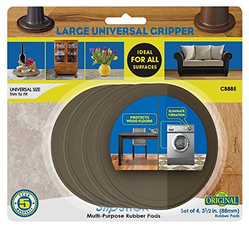 Slipstick CB885 3-1/2 Inch Large Non Slip Rubber Floor Surface Protector Pads (Set of 4 Grippers) Round - Chocolate Brown - size: 3-1/2 Inch