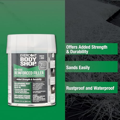 Evercoat Body Shop 105010 Pro-Grade Reinforced Filler, Added Strength and Durability for Dents in Aluminum, Fiberglass & More, Easy Mix Hardener Included 13 Fl Oz. - size: 13 Fl Oz., style: Reinforced Filler