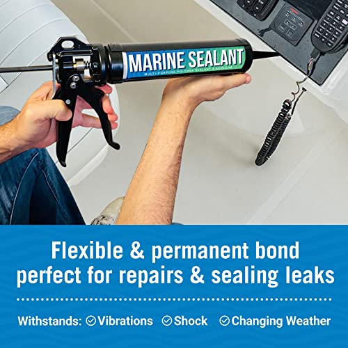 Marine Sealant and Adhesive, Waterproof Marine Grade Caulk, High Temp Water Sealant for Boat, Auto, RV, Without Silicone - 1 Tube, Black, 10 oz - color: Black, size: 10 oz