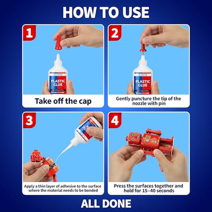 Adhesive Guru Plastic Glue (4X 0.7 oz) Ultra Strong Super Glue for Plastic Repairs, Waterproof Adhesive for Bonding Models DIY Crafts, Toys, PVC, ABS, 3D Printings and More - 4 Pack - size: 4 Pack, style: Plastic Glue