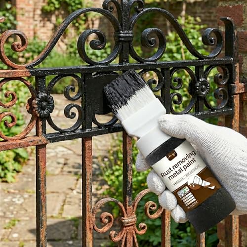 2-in-1 Rust Converter, 6.35 Fl oz Black Rust Inhibitor Touch Up Paint for Metal, Anti-Rust Coating for Automotive, Chassis, UV Resistant - color: Black Rust Converter