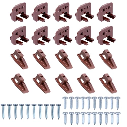 10 sets for kenlin Drawer Slide Track Guide Glide - Replacement Parts for Dressers and Nightstands - Bottom Mount - Brown (10) - size: 10
