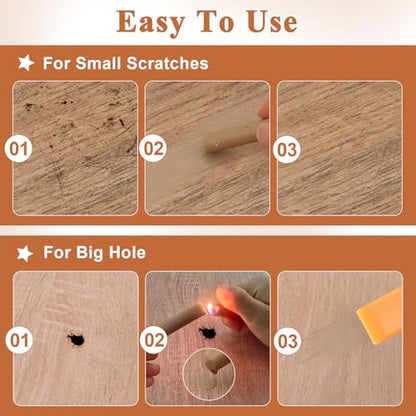 24PCS Furniture Repair Kit, Colorful Wood Filler Stick Floor Scratch Kits, Wooden Repair Wax Sticks for Repairing Scratches