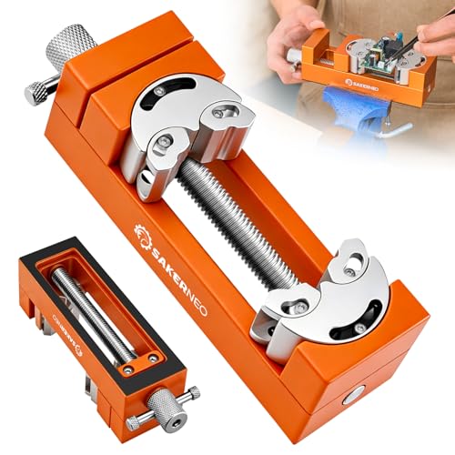 Fractal Vise, Mini Vise Clamp, Self-Adjusting Drill Press Bench Vice, CNC-Machined Aluminum Alloy Jaw Clamp for Irregular Shapes on Home Improvement, Workbench, DIY, Woodwork (Orange) - color: Orange