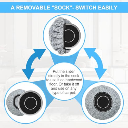 New Upgrade Furniture Sliders, Multi-Surface 3-in-1 Furniture Movers Sliders, Round Moving Pads with 8PCS 4.3" Carpet Sliders+4PCS Hard Floor Socks+1 Lifter, Protect Floor and Easily Move Furniture - size: 4.3in Round 8+4+1Pack
