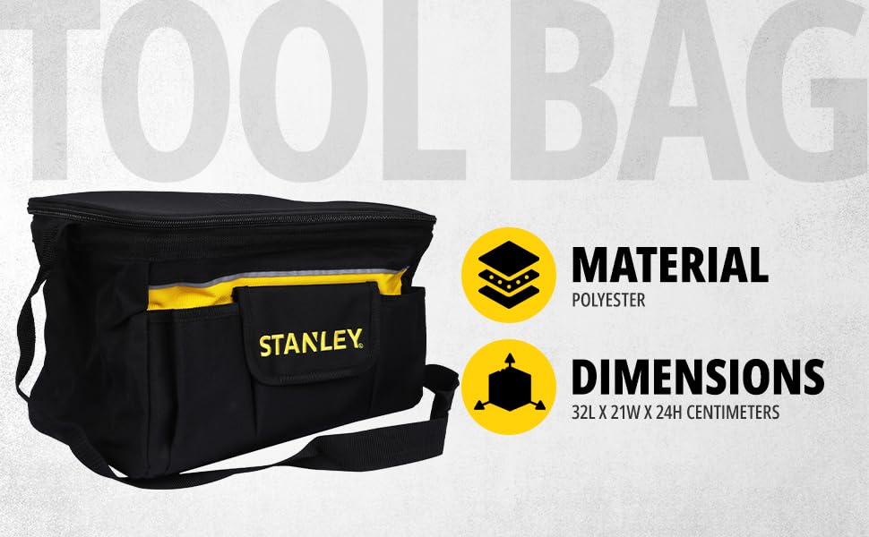 Stanley STST1-73615 Tool Bag with Belt, Black/Yellow
