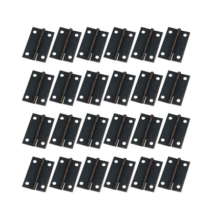 Antrader Retro Folding Hinge, Cabinet Gate Closet Door Hinge 1-1/2'' Long Home Furniture Hardware with 96pcs Screws, Copper Tone, 24-Pack - color: Copper, size: 1.5" x 0.94", 24pcs