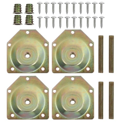 Uonlytech Angled Mounting Plates for Furniture Legs 4 Pieces Metal Fixator with Screws 2.71X2.59In Sofa Chair Bench Attachment Plates for Leg Repair