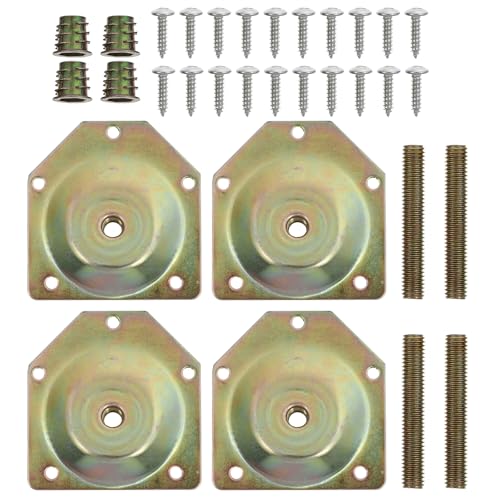 Uonlytech Angled Mounting Plates for Furniture Legs 4 Pieces Metal Fixator with Screws 2.71X2.59In Sofa Chair Bench Attachment Plates for Leg Repair