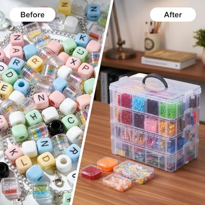 SGHUO Bead Organizer Box, 84 pcs Small Organizers, 4-Tier Stackable Storage Container Box for Art Craft Storage, Washi Tape, Kids Toys, Jewelry, Beauty & Sewing Supplies - style: 4 tier-mix