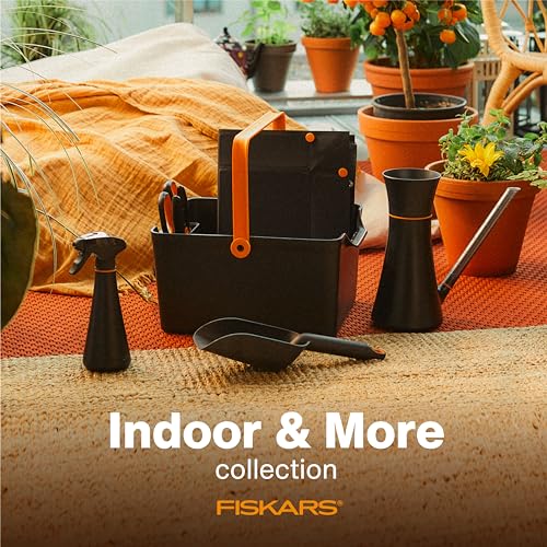 Fiskars Planting Soil Scoop & Brush Set, Dual-Sided Tool for Indoor Digging & Cleanup, Narrow Rigid End & Flexible Dustpan for Potting, Soft Bristles Sweep Debris, Recycled Plastic - style: Soil Scoop & Brush Set