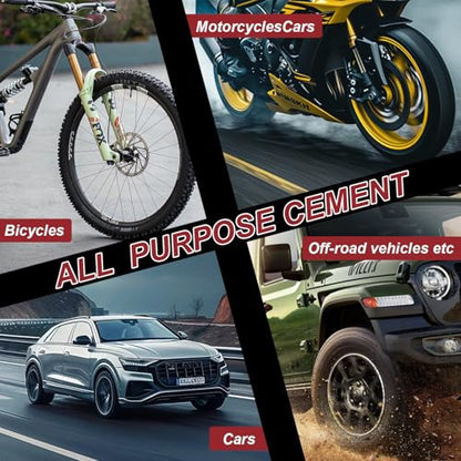 Chemical Vulcanizing Cement 250ML/8.8 FL.Oz, Fast Dry Rubber Cement, All Purpose Tire Repair Glue, Clear Patch Plug Kit with Brush Top Can for Lawn Mower, Motorcycle, Bike, Car