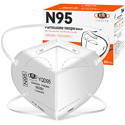 N95 Mask NIOSH Approved 60-Pack, Particulate Respirator N95 Face Masks Universal Fit - Individually Wrapped - color: 60 Pack - White