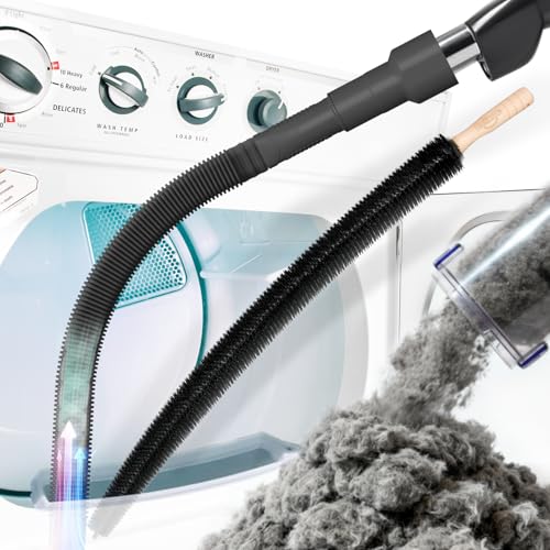 Holikme 2 Pieces Dryer Vent Cleaner Kit, Dryer Lint Vacuum Attachment and Flexible Dryer Lint Brush, Dryer Vent Vacuum Hose Attachment,Black - color: Black