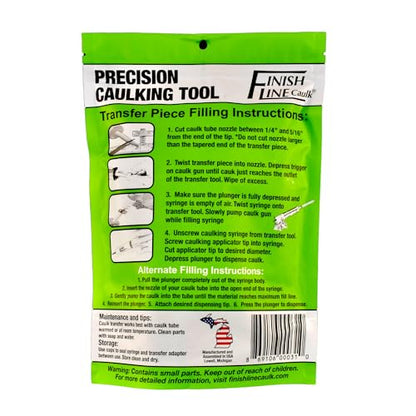 Precision Caulking Tool Pro Pack – Refillable Caulking Syringe Applicator Kit with Micro-Fine Replaceable Tips for Baseboards, Trim, Small Cracks & Detail Sealing - style: Finish Line Caulk Pro Syringe Applicator *Retail-ready hanging pouch.