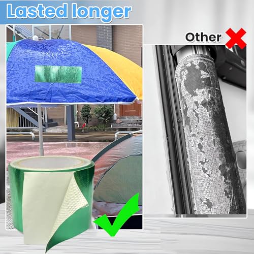 Waterproof Tape Heavy Duty, Tear Resistant Adhesive Tape for Outdoor Repair, Strong Duct Tape for Canvas, Tarp, Tent, Boat Cover, Awning, Vinyl, Plastic - All Weather UV Resistant Patch Kit, Green - color: Green