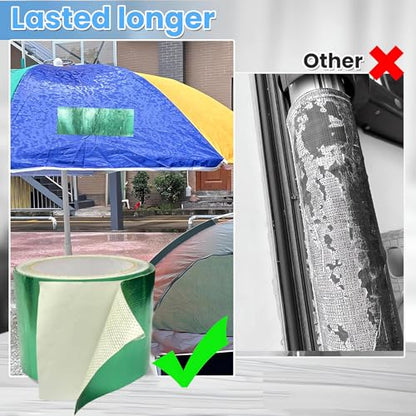 Waterproof Tape Heavy Duty, Tear Resistant Adhesive Tape for Outdoor Repair, Strong Duct Tape for Canvas, Tarp, Tent, Boat Cover, Awning, Vinyl, Plastic - All Weather UV Resistant Patch Kit, Green - color: Green