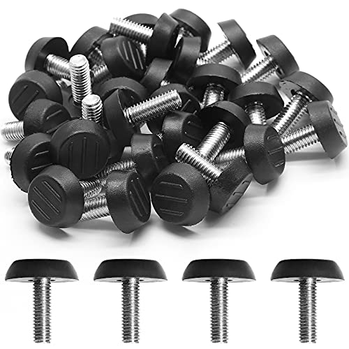 Zorfeter 30 Pcs Screw in Threaded Furniture Adjustable Levelers, M6 x 18mm Patio Furniture Glide Leveling Feet for Table, Chair, Furniture Legs - size: M6 x 18mm