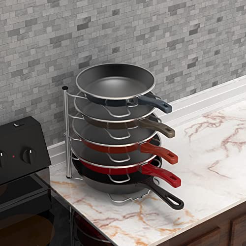 Simple Houseware Cabinet Pantry Pot and Pan Organizer Holder Rack, Silver - color: Silver