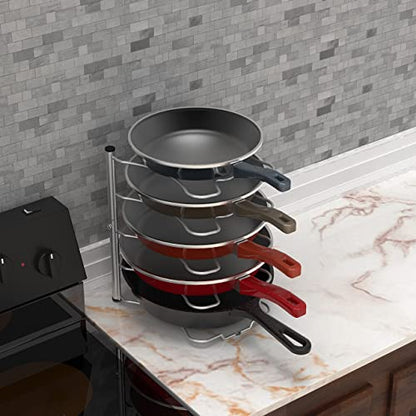 Simple Houseware Cabinet Pantry Pot and Pan Organizer Holder Rack, Silver - color: Silver