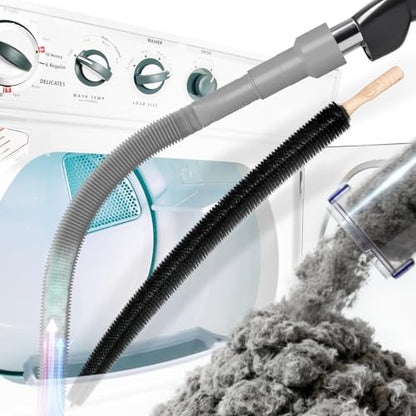 Holikme 2 Pieces Dryer Vent Cleaner Kit, Dryer Lint Vacuum Attachment and Flexible Dryer Lint Brush, Dryer Vent Vacuum Hose Attachment,Grey - color: Gray