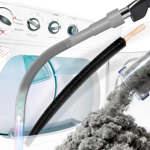 Holikme 2 Pieces Dryer Vent Cleaner Kit, Dryer Lint Vacuum Attachment and Flexible Dryer Lint Brush, Dryer Vent Vacuum Hose Attachment,Grey - color: Gray