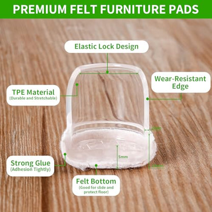24 Pcs Silicone Chair Leg Floor Protectors for Hardwood Floors, Felt Furniture Pads Rubber Chair Leg Caps, Bar Stool Leg Floor Protectors, Anti-Scratch & Reduce Noise, Round(Clear, Fit: 0.75"-1.1") - size: Clear-M(Fit: 0.75"-1.1")