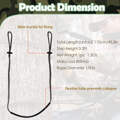 ROLLINJ 1 Step Climbing Aid Strap, Aiders for Climbing Sticks Hunting Ladder Rope – Heavy-Duty Tree Stand Safety Support Rope with Anti-Slip Tube, Ladder Sticks & Tree Stand Setup