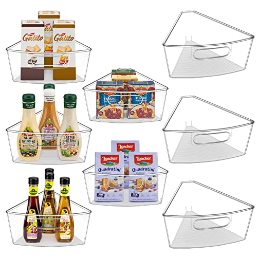 JEISSLIA Lazy Susan Cabinet Organizer Bins for 26"/ 28"/ 32" Diameter Corner Organizer, Plastic Cabinet Storage Bin, 1/8 Wedge - Food Safe, BPA Free, with Non-Slip Pads (for 28" Diameter, 8 Pack) - size: For 28" Lazy Susan- 8 Pack