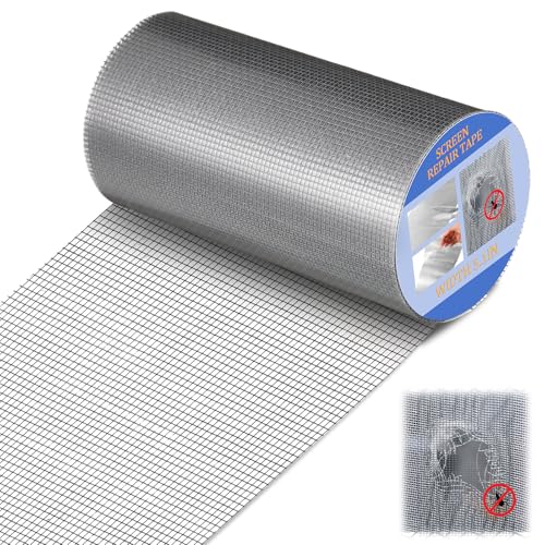 CroBlissful Extra Wide 5 inch x 20 ft Window Screen Tape Mesh Repair Strong Adhesive Waterproof Fiberglass Screen Repair Kit Patch for Window Door Tears Holes (Gray) - color: Gray, size: 5 Inch