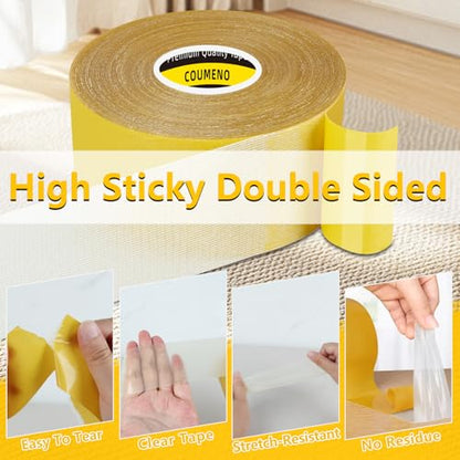Double Sided Tape 2.2inX33FT Heavy DutyClear Fabric Tape for Carpet Rug Mounting Cloth Adhesive Removable for Home Office Craft - size: 2.2inX33FT