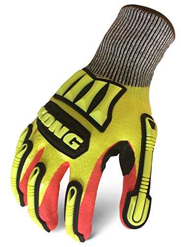 Ironclad KONG MKC5-07-XXXL Knit Cut 5 Refinery Oil & Gas Safety Impact Gloves, XXX-Large, Yellow/Red - size: 3X-Large