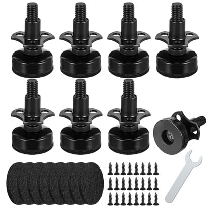 Heavy Duty Furniture Levelers, 3/8"-16 Thread Adjustable Leveling Feet with T-Nut Kit, for Tables, Chairs, Cabinets, Sofa, Workbench, Supports 2640LBs, 8 Pack, Black
