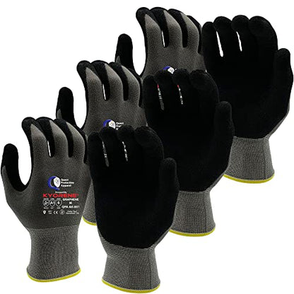 Garden & Work Gloves for Men and Women – Cut Resistant Gardening Gloves with Grip, Lightweight Breathable Safety Gloves for DIY, Construction, Warehouse & General Handling – Large, Pack of 3 - color: Black and Grey