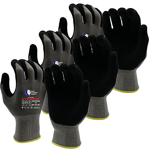 Garden & Work Gloves for Men and Women – Cut Resistant Gardening Gloves with Grip, Lightweight Breathable Safety Gloves for DIY, Construction, Warehouse & General Handling – Large, Pack of 3 - color: Black and Grey