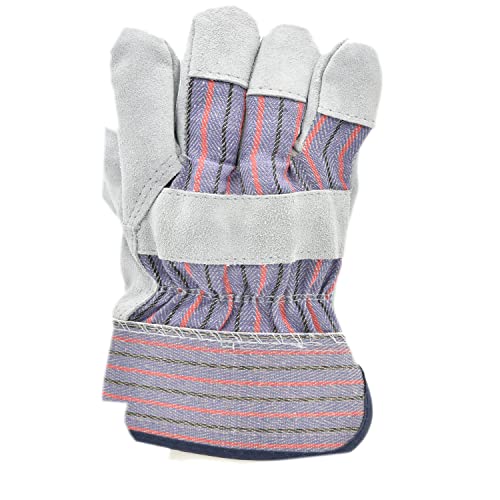 G & F Products Cowhide Leather Work Gloves with Suede Finish Palm rubberized safety cuff, 5 Pairs - size: Large (Pack of 5), style: Safety Cuff Regular Grade