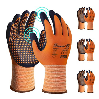 Schwer 3/6/12 Pairs Safety Work Gloves MicroFoam Nitrile Coated, Certified Level 6 Abrasion Resistant Gardening Gloves with MicroDot Grip, Touchscreen, General A1 Cut Resistant Glove, LT5619, L - size: Large, style: 3 Pairs