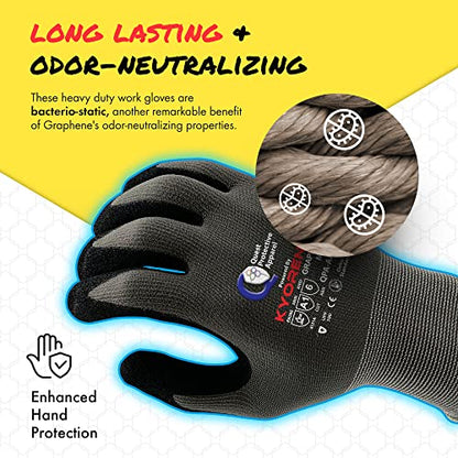 Garden & Work Gloves for Men and Women – Cut Resistant Gardening Gloves with Grip, Lightweight Breathable Safety Gloves for DIY, Construction, Warehouse & General Handling – Large, Pack of 3 - color: Black and Grey