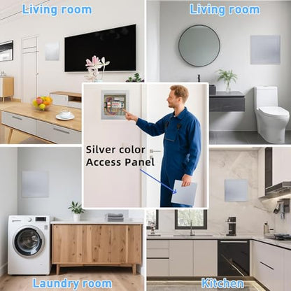 TBWHL Silver Cover Plate 10X10 Inch Self-Adhesion Access Panel Heavy-Duty ABS Plastic & Easy to Install, Wall Hole Cover for Drywall/Ceiling Plumbing/Electrical Cables/Wiring