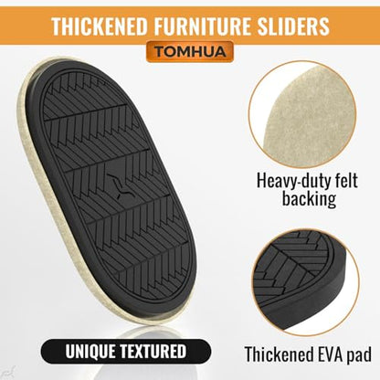 Furniture Sliders for Hardwood Floors Felt-8 Pack 9-1/2" Oval Reusable Furniture Slider with Extra Thick Design - Heavy-Duty Furniture Movers - Beige Felt Sliders Effortless Moving - color: Beige 8pcs