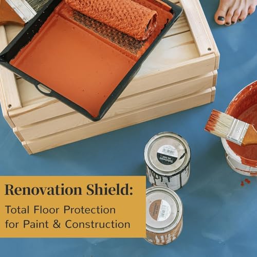 40" x 168' Temporary Floor Protection, 560 sqft Coverage, Easily Applied, Shields Hardwood, Tile & Hard Surfaces, Ideal for Renovation, Painting & Construction Projects, Blue.