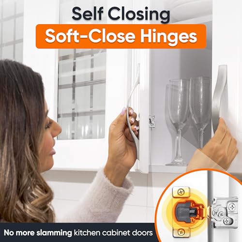 Decobasics 4 Pack Soft Close Cabinet Hinges – 1/2" Overlay for Kitchen Cabinet Doors, Slow Self-Closing Concealed Hidden Hinges for Face Frame –Stainless Steel, 3-Way Adjustable & Quiet Close Damper - size: 1/2 Inch