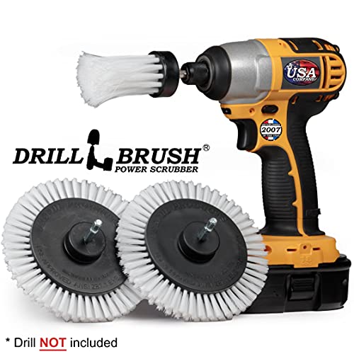 3 Pack Drill Brush Power Scrubber Cleaning Brush - Soft White Drill Brush Set - Car Detailing Kit - Cleaning Drill Brush Set for crevices and Hard to get to Areas - Power Scrubbing Brush for Drill - color: White
