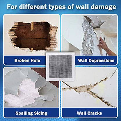 Seloom Drywall Repair Kit Upgraded Size, 10 x 10 Inch Drywall Patch Kit Large Hole, Self Adhesive Fiberglass Wall Patch Quick Repair for Damaged Drywall Ceiling - size: 10IN