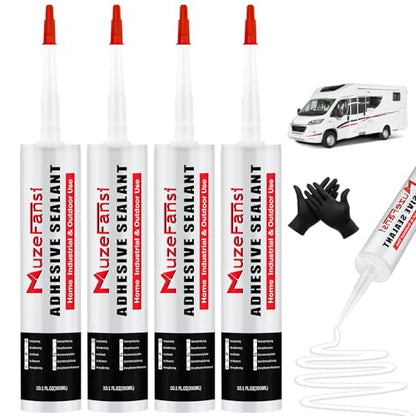 RV Roof Sealant, 4 Packs Non-Leveling Lap Sealant for RV Roofs - Non-Sag Silicone Caulk Waterproof Flexible Sealants for Campers Exterior Repairs, Trailers, Windows, Vents, White - style: 4 Packs Non Leveling