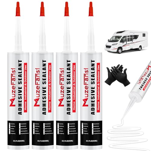 RV Roof Sealant, 4 Packs Non-Leveling Lap Sealant for RV Roofs - Non-Sag Silicone Caulk Waterproof Flexible Sealants for Campers Exterior Repairs, Trailers, Windows, Vents, White - style: 4 Packs Non Leveling