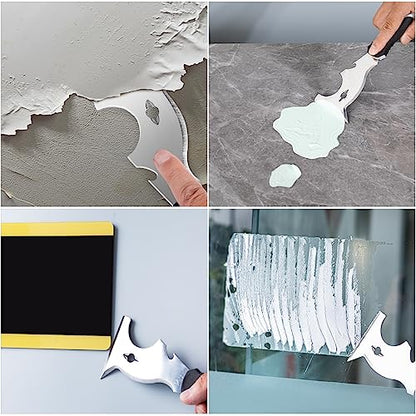 Mister Rui Paint Scraper, 3 Pack Multi Use Paint Tools Putty Knife 10 in 1, Paint Scraper Tools for Painting, Metal Scraper with Hammer End, Taping Knife, Spackle Tool