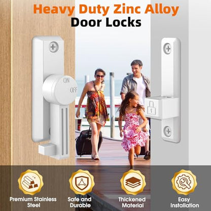 Barn Door Latch, 90/180 Degree Latch, Protect Privacy - Zinc Sliding Latches, Door Security Hardware for Bathrooms, Garages, Bedrooms, Fences, Cabinets (White-2) - color: White-2