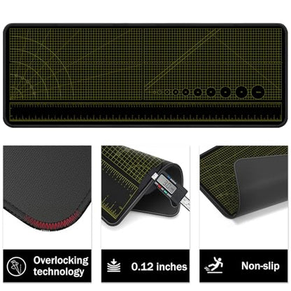 ‌2F22E Premium Portable Workbench Mat 43.31"x15.75" Inch - Non-Slip Dual Measuring Scales & Angle Guides - Durable Table Protector for Workshops, Crafts & DIY