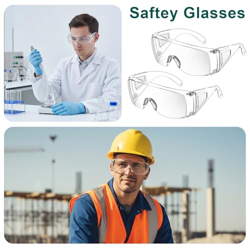 Kifmurase 20Pcs Bulk Clear Safety Glasses, Over Eyeglasses, Lightweight Protective Eyewear, Safety Goggles Eye Protection, Certified Wrap-Around Eye Protection for Lab, Construction, Nurses,